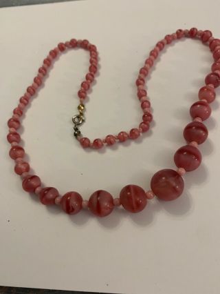 Pretty Vintage Pink Glass Bead Necklace
