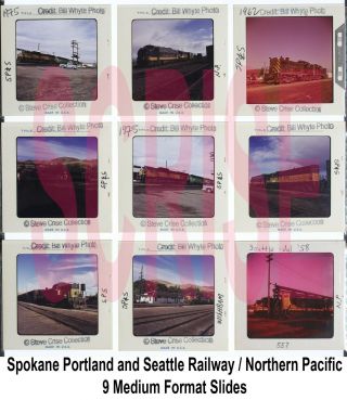 9 Sp&s Northern Pacific Medium Format Slides 6 X 6 Cm.