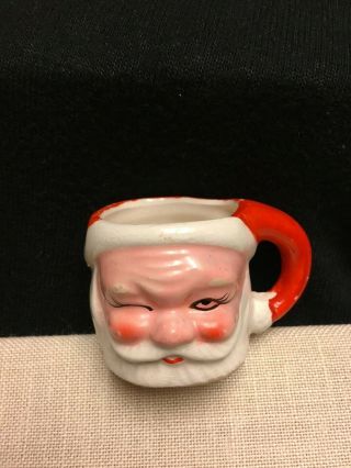 Vintage Tiny Winking Santa Claus Mug Marked Japan 1.  75 "