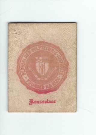 Rensselaer Tobacco Leather L - 20 College Seal Pennant C1908 White