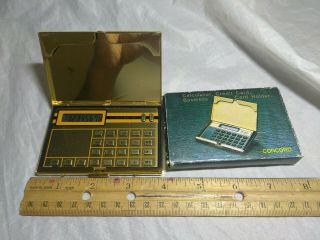 Vintage Concord 24k Gold Plated Brass Credit Card Calculator.  Still