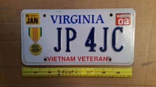 License Plate,  Virginia,  Vietnam Veteran,  Medal,  Jp 4 Jc,  J.  P.  For Jesus Christ