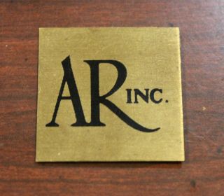Ar Acoustic Research Speakers Brass Badge Nameplate 4x Screw Missing