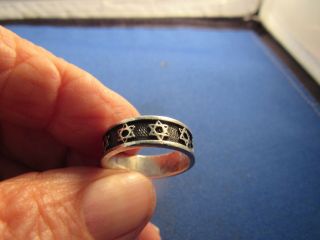 Vintage Sterling Silver Repeating Design Stars Signed Ring