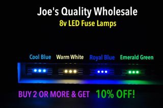 (6) 8v Led Fuse Lamps/cool Blue/sansui /meter - Dial - 6060 5050/qrx/qr/ba/ca/qx - 949