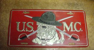 Vintage Usmc Marine Corps Bull Dog License Plate