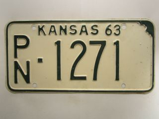 License Plate Car Tag 1963 Kansas Pn 1271 [z288]