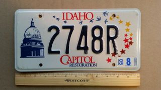 License Plate,  Idaho,  Capitol Restoration,  State Capitol,  Birds & Stars,  2748 R
