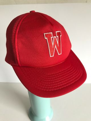 Vintage Wisconsin Badgers Mesh Red Snapback Trucker Hat