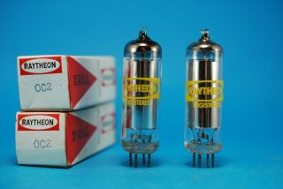 2x Raytheon 0c2 Nos Nib Voltage Regulator Tubes Valves Rohres Sr51 (g)