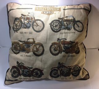 Harley - Davidson Decorative 16 " Throw Pillow Motorcycle Models Chart Collectible