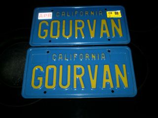 California Vanity (gourvan) License Plate Pair