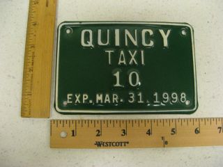 1998 98 Quincy Massachusetts Ma Mass Taxi Cab License Plate 10