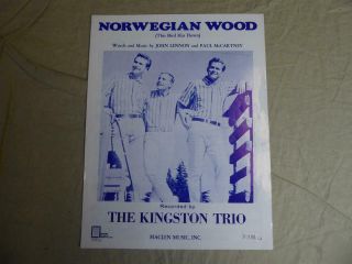 Norwegian Wood John Lennon/paul Mccartney/kingston Trio 1965 Vintage Sheet Music