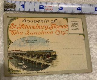 Vintage Souvenir Folder Of St.  Petersburg,  Florida “the Sunshine City” Postcard