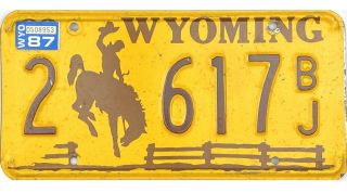 99 Cent 1987 Wyoming License Plate Laramie County 617