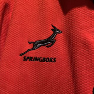 South Africa Springboks Asics Men ' s Rugby Jersey Polo Shirt Red XXL 2XL 3