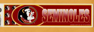 Old Logo Florida State Fsu Seminoles Bumper Sticker Decal Unsold Stock