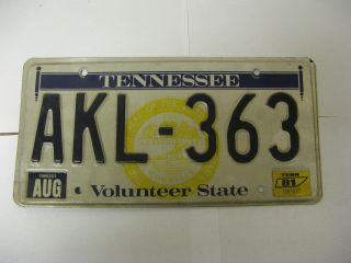 1981 81 Tennessee Tn License Plate Akl - 363 Natural Sticker