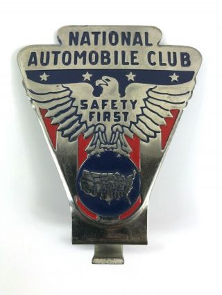 National Automobile Club " Safety First " License Plate Topper