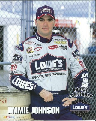 2002 Jimmie Johnson 48 Nascar Winston Cup Series " Rookie Contender " Postcard