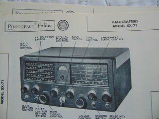 Hallicrafters Model Sx - 71 Shortwave Radio Sams Photofact 1950