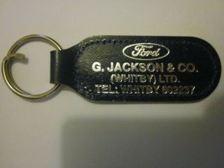 Vintage Ford Keyring " G.  Jackson & Co (whitby) " Tel Whitby 602237 Navy Blue