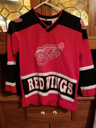 Vintage Nhl Detroit Red Wings Hockey Jersey Youth Boys Size Medium Fair Cond