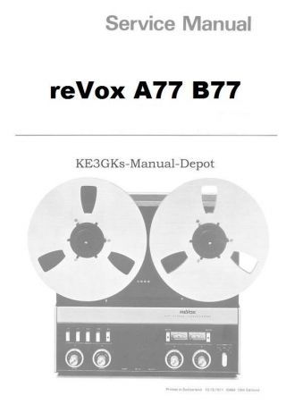 Revox A77 B77 Service And Instruction Manuals Cdrom Pdf Ke3gk