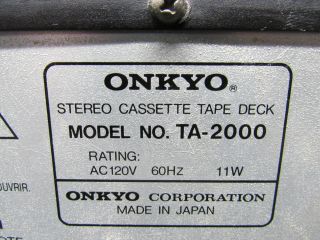 ONKYO TA - 2000 Stereo Cassette Tape Deck Dubbing Recorder 3