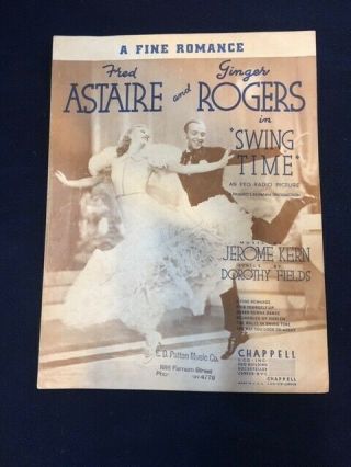 A Fine Romance Sheet Music 1936 Vintage Nyc Swing Time Musical Astaire Rogers