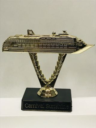 ☀️ Carnival Cruise Ship Sunshine Gold Plastic Ship On A Stick Boat Trophy Award