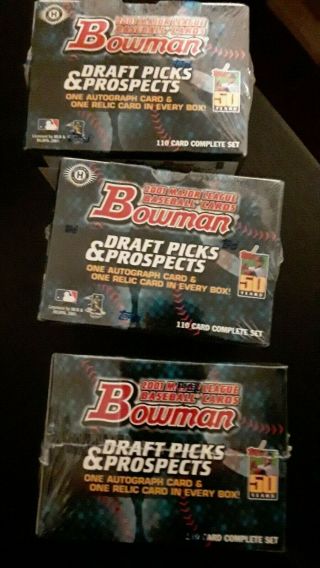 2001 Bowman Draft Picks & Prospects Baseball Box Set 1 Auto & 1 Relic Per