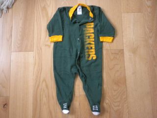 Green Bay Packers Sleeper - One Piece - Infant Size 3 - 6 Mo - Green - Footed - Snaps - Exc