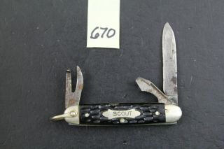 Vintage Boye Scout Pocket Knife Black Bone (670