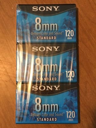 Sony 8mm 120 Min Standard Video Cassette Tape 3 Pack