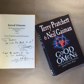 Good Omens By Neil Gaiman (signed,  First Uk Edition,  Hardcover In Jacket)