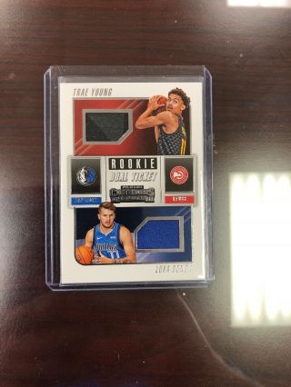 2018 - 19 Contenders Luka Doncic Trae Young Rookie Dual Ticket Rc Patch Relic 