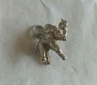 Vintage Sterling Silver 925 Elephant With Knotted Trunk Charm