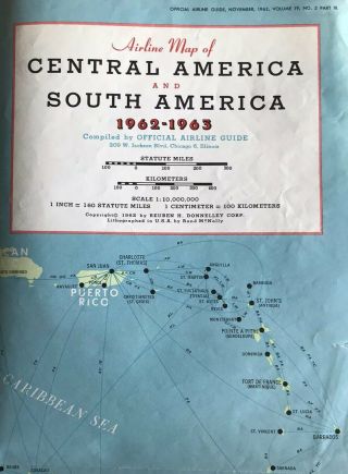 Texaco Aviation Map Central & South America 1962 1963 Airline Guide