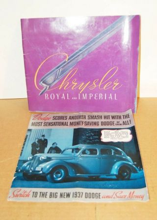1937 Dodge & Chrysler Royal & Imperial Large Color Sales Brochures