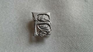 A Pretty Vintage Silver Tone Petite Initial F With Leaves And Grapes Brooch