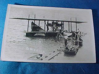Early 20thc Glenn Curtiss,  Flying Boat Bi Plane America Real Photo Postcard 4