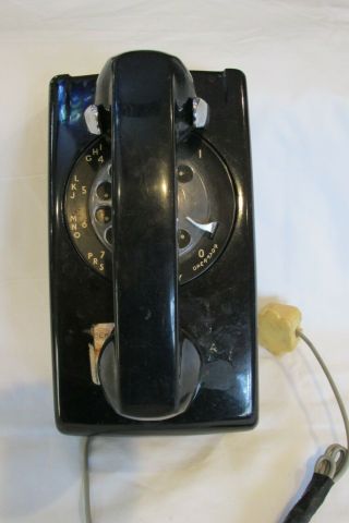 Vintage Black Wall Hanging Rotary Phone Bell System 554 Missing Cord Telephone