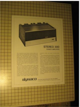 Dynaco Stereo 300 Power Amplifier Spec Sheet