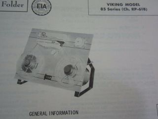 Viking 85 Series 85q,  85r,  85rq,  85es,  & 85sq Tape Recorder Photofact