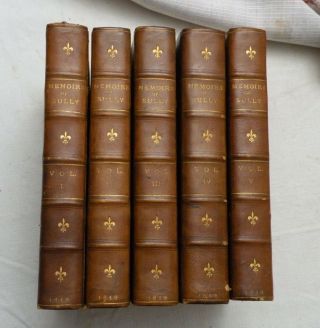 1819,  5 Vol Complete,  Memoirs Of The Duke Of Sully.  Leather,  Vg