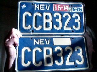 1974 Nevada License Plate Set With 1975 Sticker