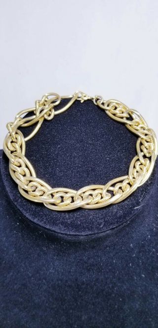 Vtg.  Monet Textured Gold Tone Chunky Chain Bracelet