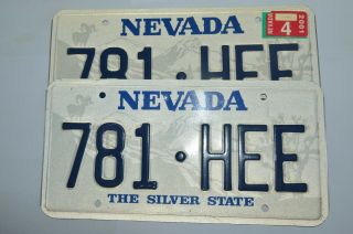 Vintage Nevada Car License Plate Set 1984 - 2000 Two Plates For Collectors 781hee